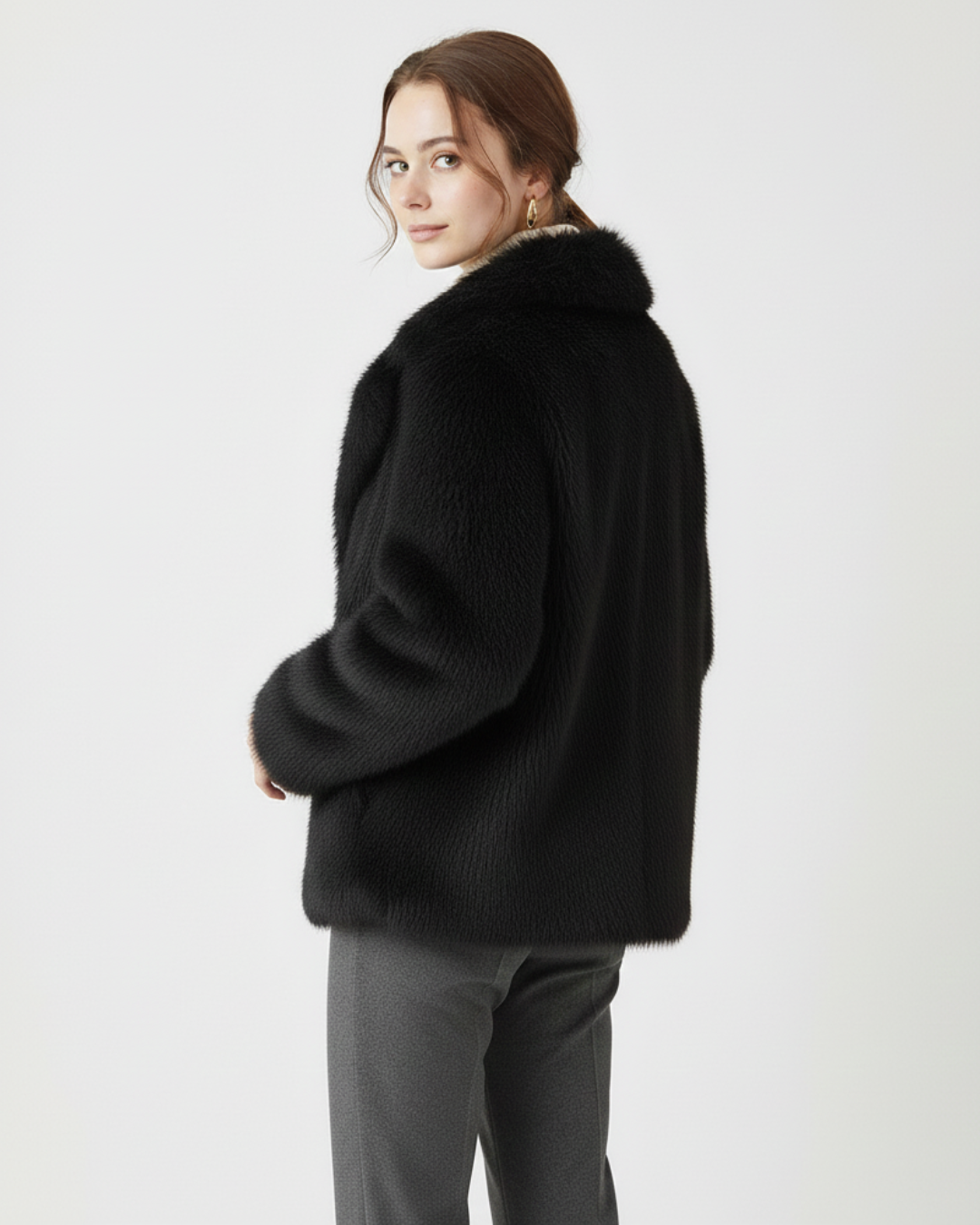 Abrigo de pelo sintético elegante para mujer®