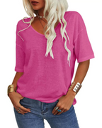 Camiseta Básica de Mujer con Escote en V Estilo y Comodidad Diaria