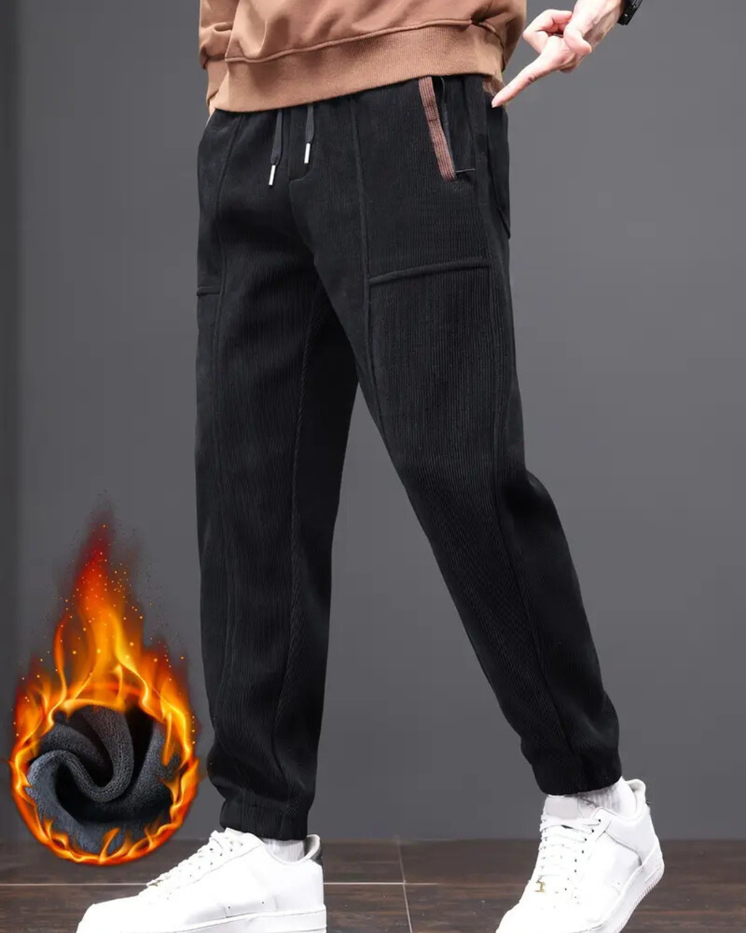 Pantalones jogger informales para hombre con forro polar