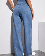 Vaqueros Ligeros de Pierna Ancha con Cintura Alta y Estilo Relajado®