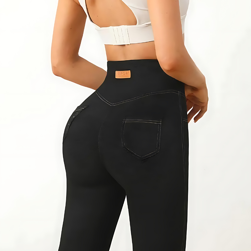 Pantalón Elástico Ajustado Tiro Alto con Bolsillo Trasero®