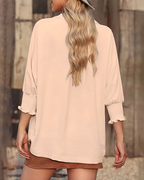 Blusa de Manga 3/4 con Cuello V y Botones para Mujer®