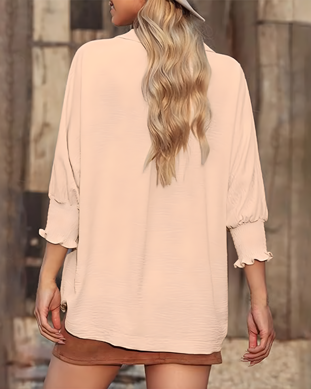 Blusa de Manga 3/4 con Cuello V y Botones para Mujer®