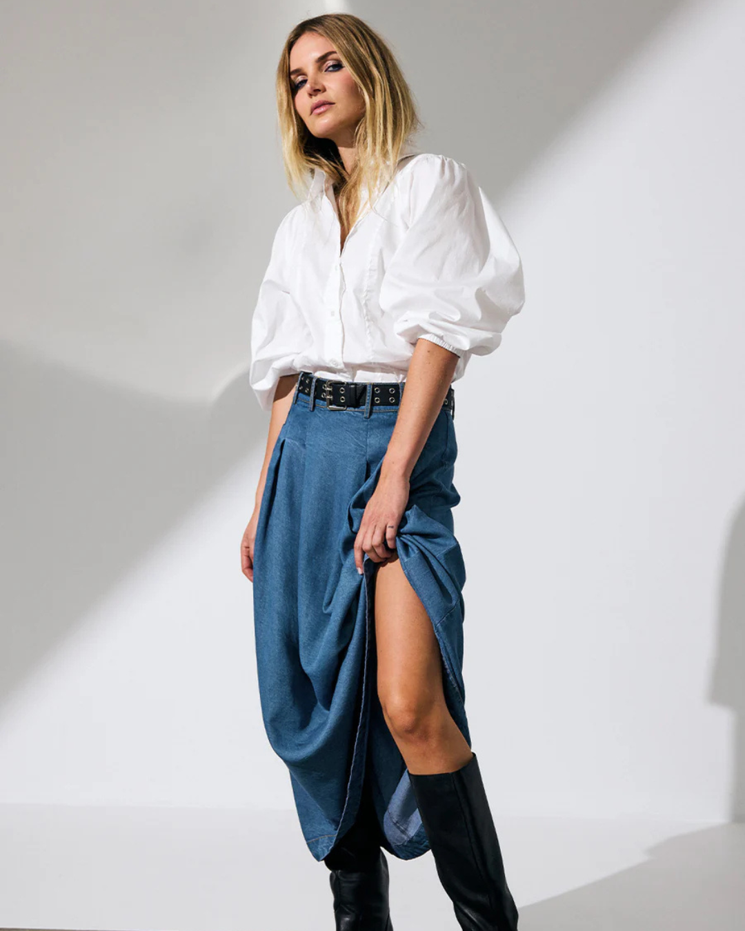 Falda Plizada de Mezclilla