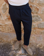 Pantalón Casual Unicolor con Hebilla en la Cintura para Hombre