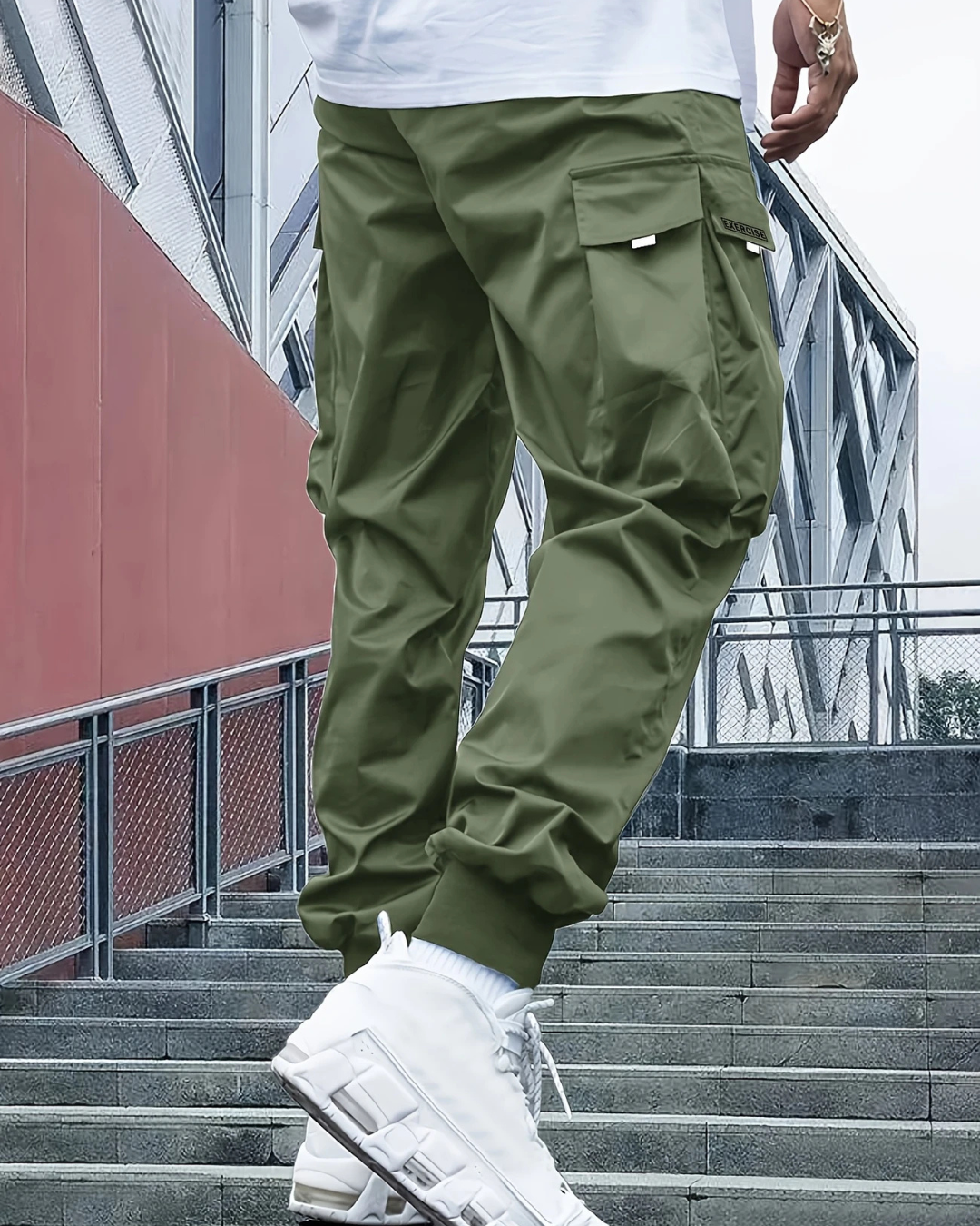 Pantalón cargo con cintura de cordón ajustable para Hombre