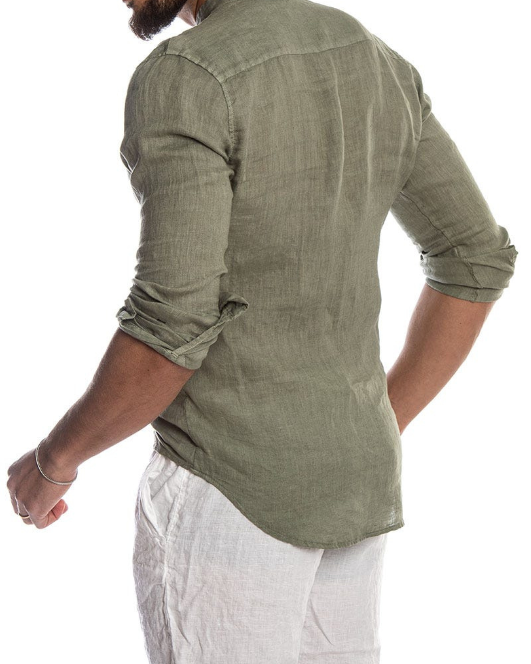 Camisa Manga Corta en Tejido de Lino para Hombre