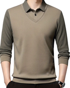 Camisa de Dos Piezas con Cuello Falso a Rayas para Hombres®