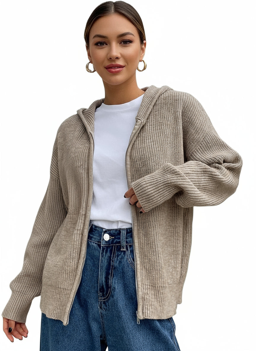 Cárdigan con Capucha de Estilo Relajado Para Mujer
