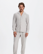 Conjunto Masculino con Camisa y Pantalón Slim en Tejido Plisado