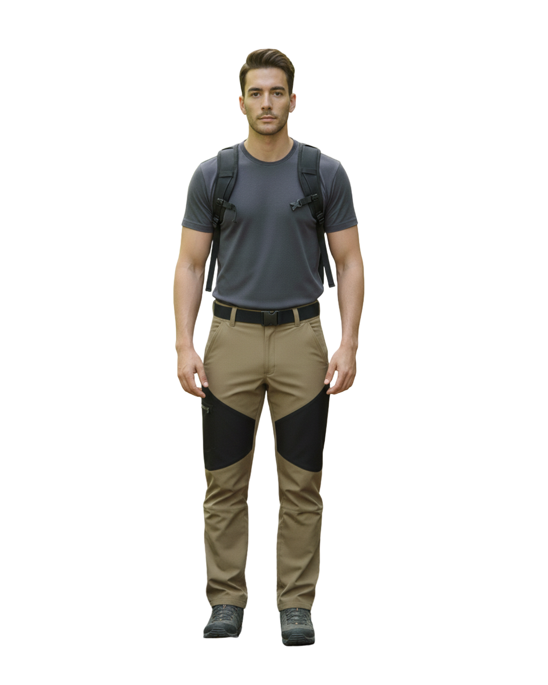 Pantalones de senderismo duraderos e impermeables para hombre con forro polar y cinturilla elástica