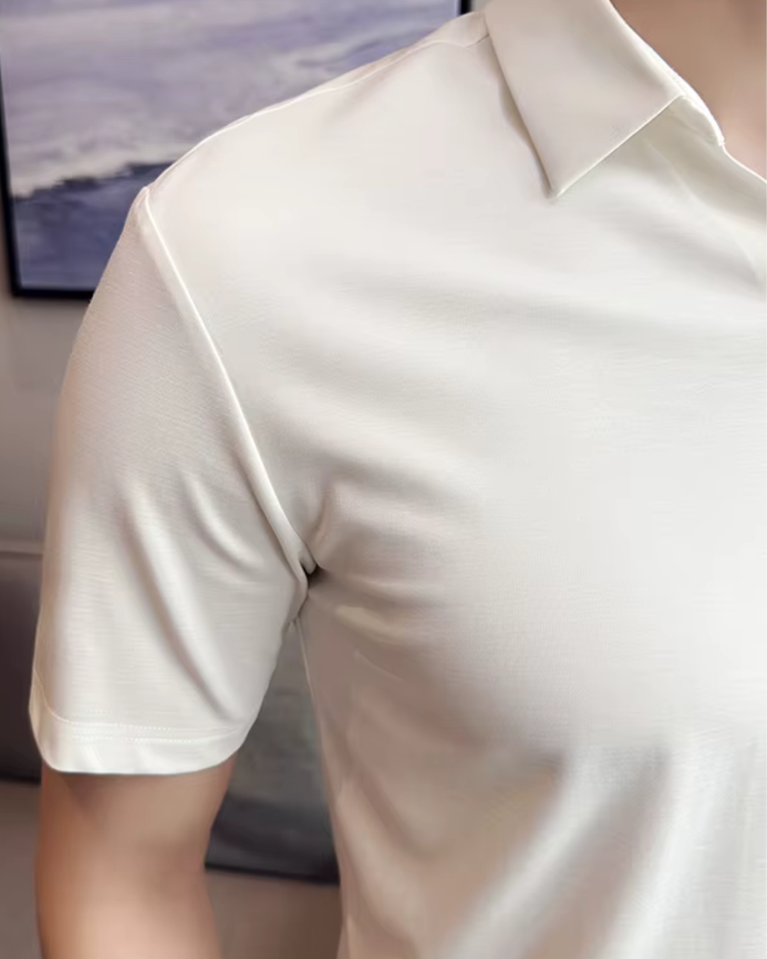 Polo de Hombre de Gran Elasticidad, Ligero, Suave y Resistente a las Arrugas en Color Liso