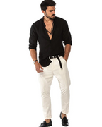 Camisa Manga Corta en Tejido de Lino para Hombre