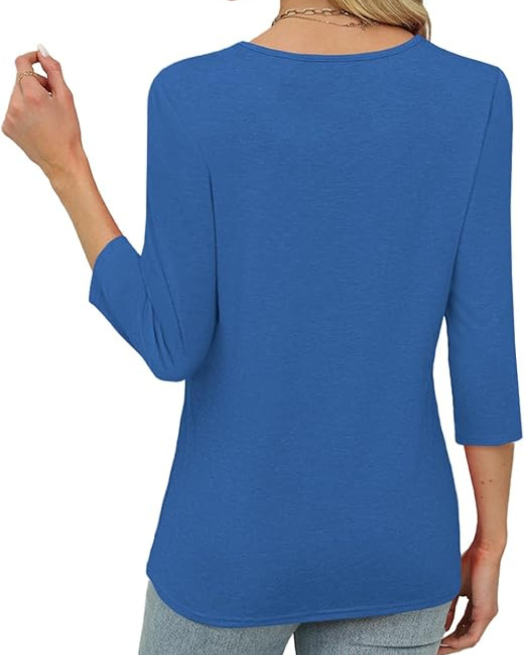Blusa de Punto Ligero con Cuello Redondo y Manga 3/4 para Mujer