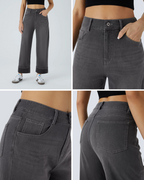 Pantalón con Cintura Alta y Botas Anchas para Mujer