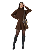 Vestido Mini de Punto de Manga Larga y Cuello Redondo para mujer®