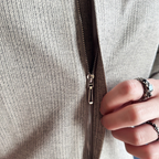 Camisa de Solapa de Color liso para Hombre con Cierre de Cremallera®