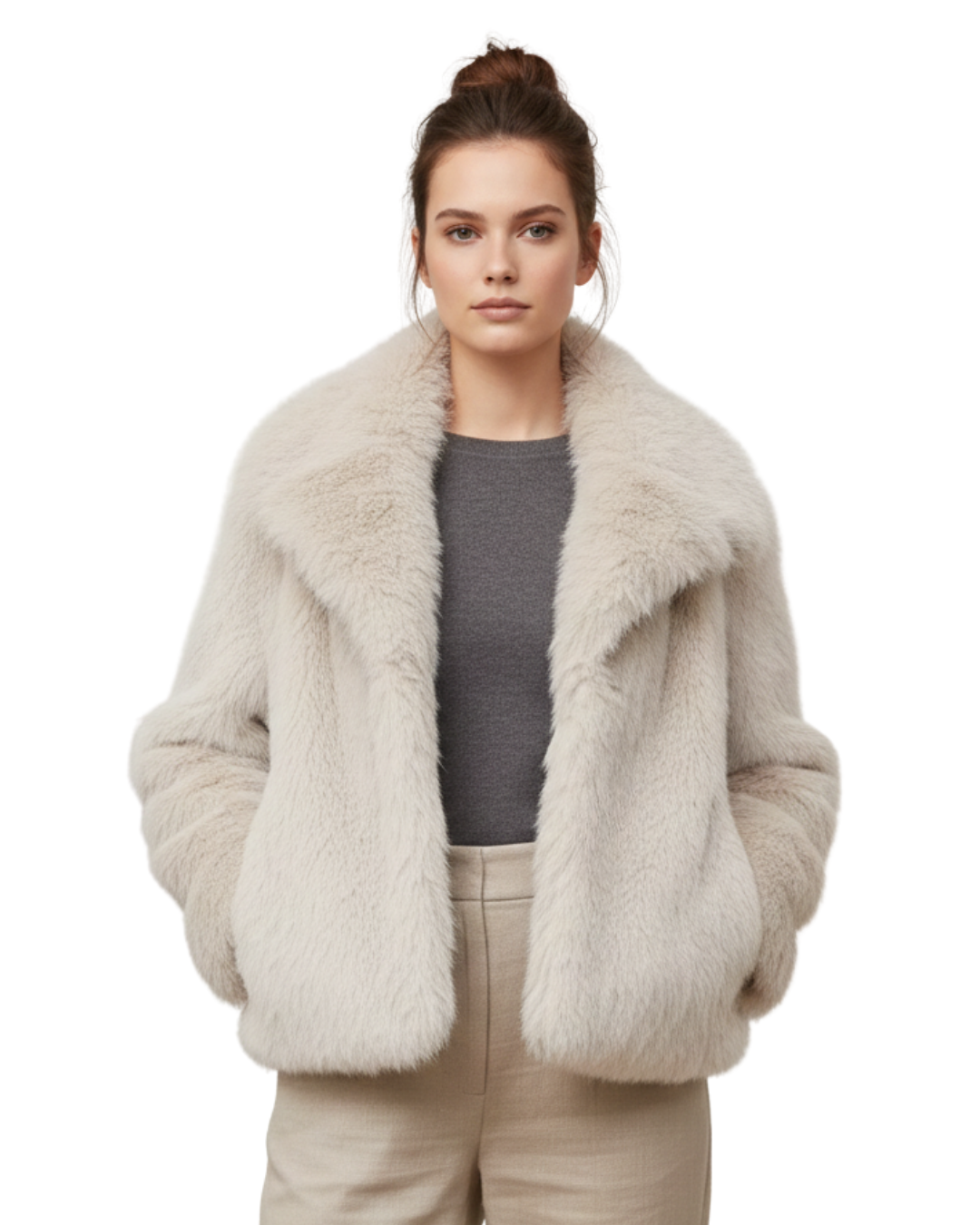 Abrigo de pelo sintético elegante para mujer®