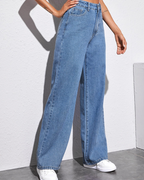 Vaqueros Ligeros de Pierna Ancha con Cintura Alta y Estilo Relajado®