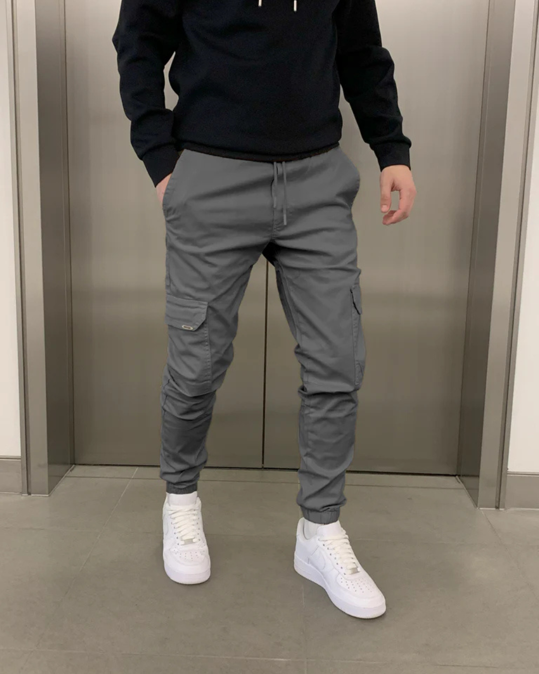 Pantalón cargo jogger elástico de estilo urbano para hombre
