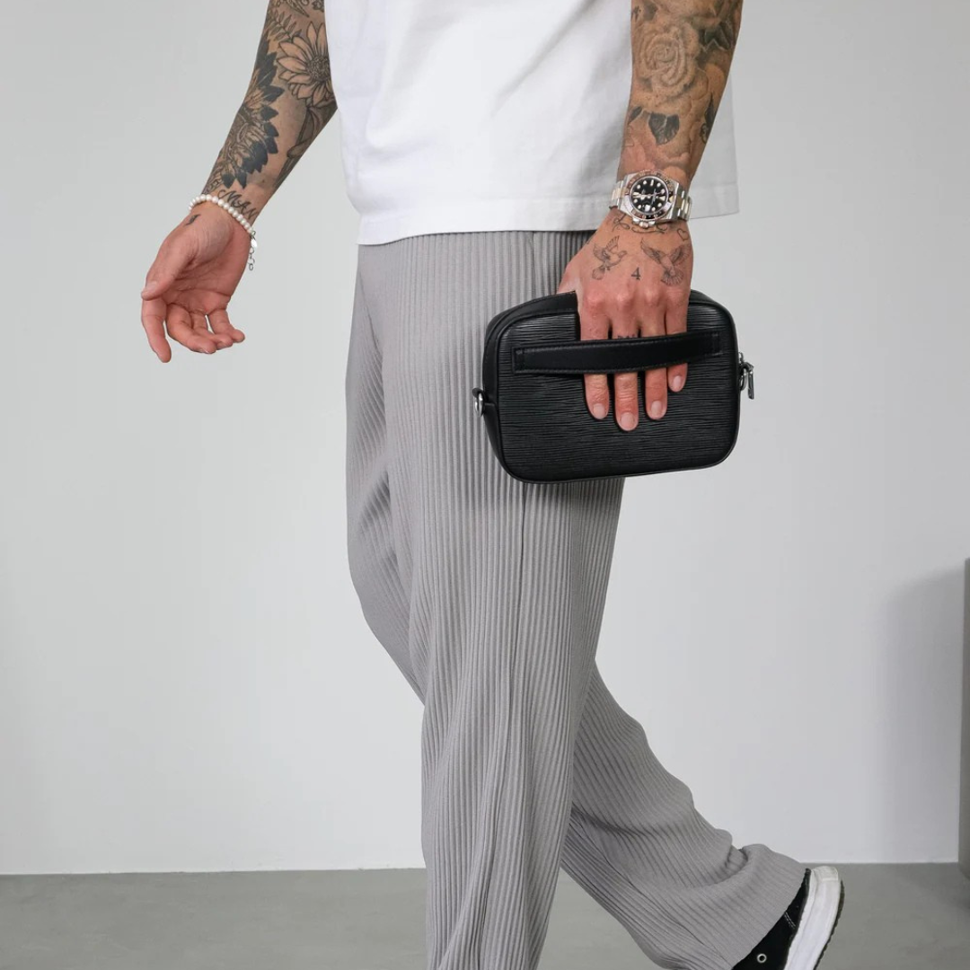 Bolso bandolera de cuero sintético con bolsillo frontal para hombre