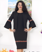 Conjunto Elegante de Vestido y Saco con Toques Artesanales