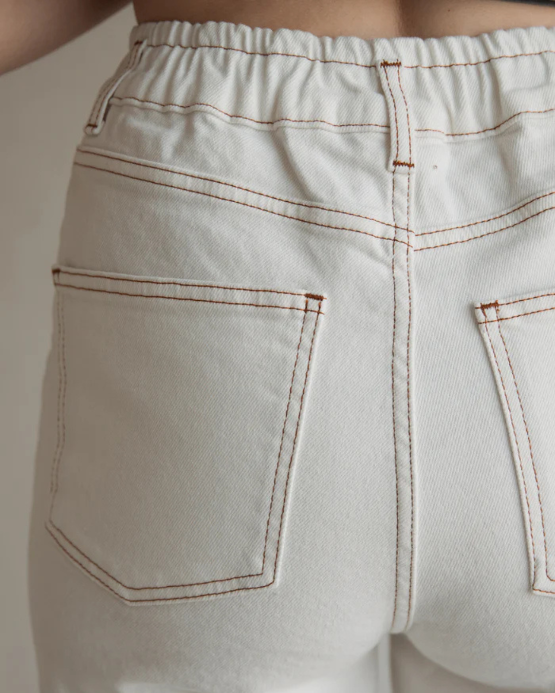 Pantalón Mom Fit con Cintura Elástica y Dobladillo Enrollado para Mujer