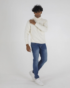 Jersey de cuello alto de lana con manga larga para hombre