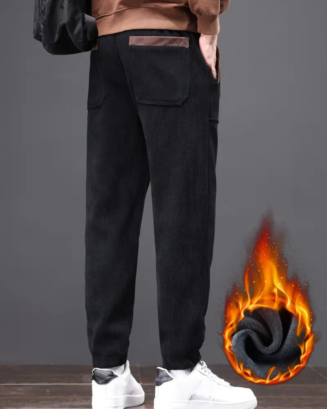 Pantalones jogger informales para hombre con forro polar