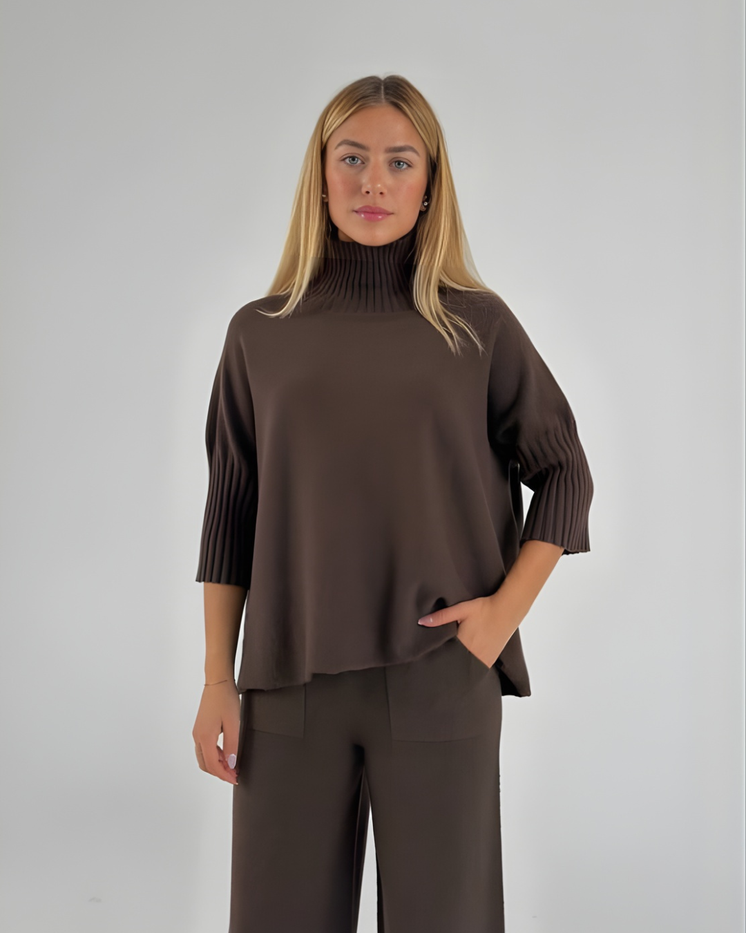 Conjunto de Punto Cuello Alto Para Mujer