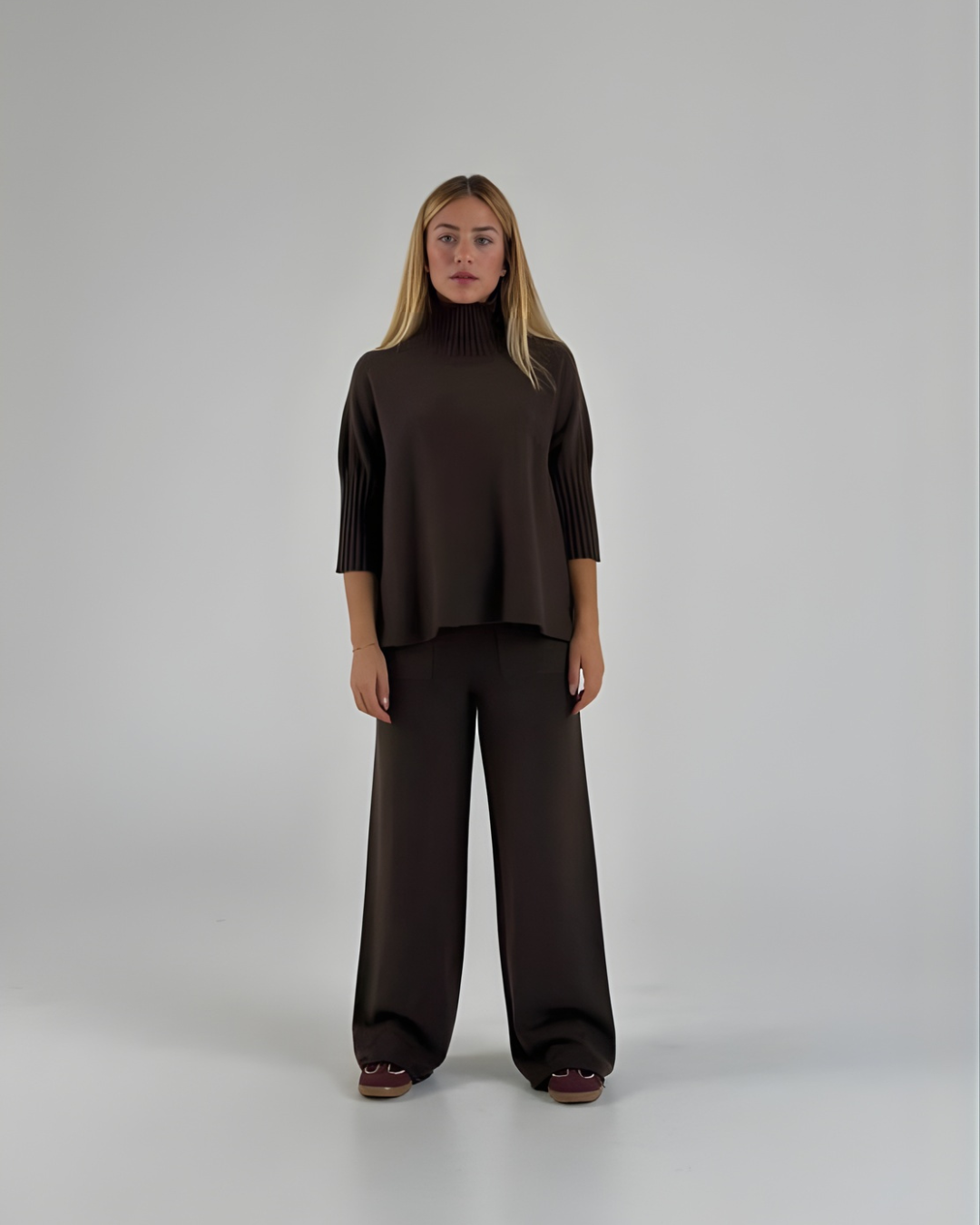 Conjunto de Punto Cuello Alto Para Mujer