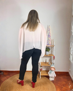 Blusa Fluida de Manga Larga con Camiseta Interior Integrada para Mujer