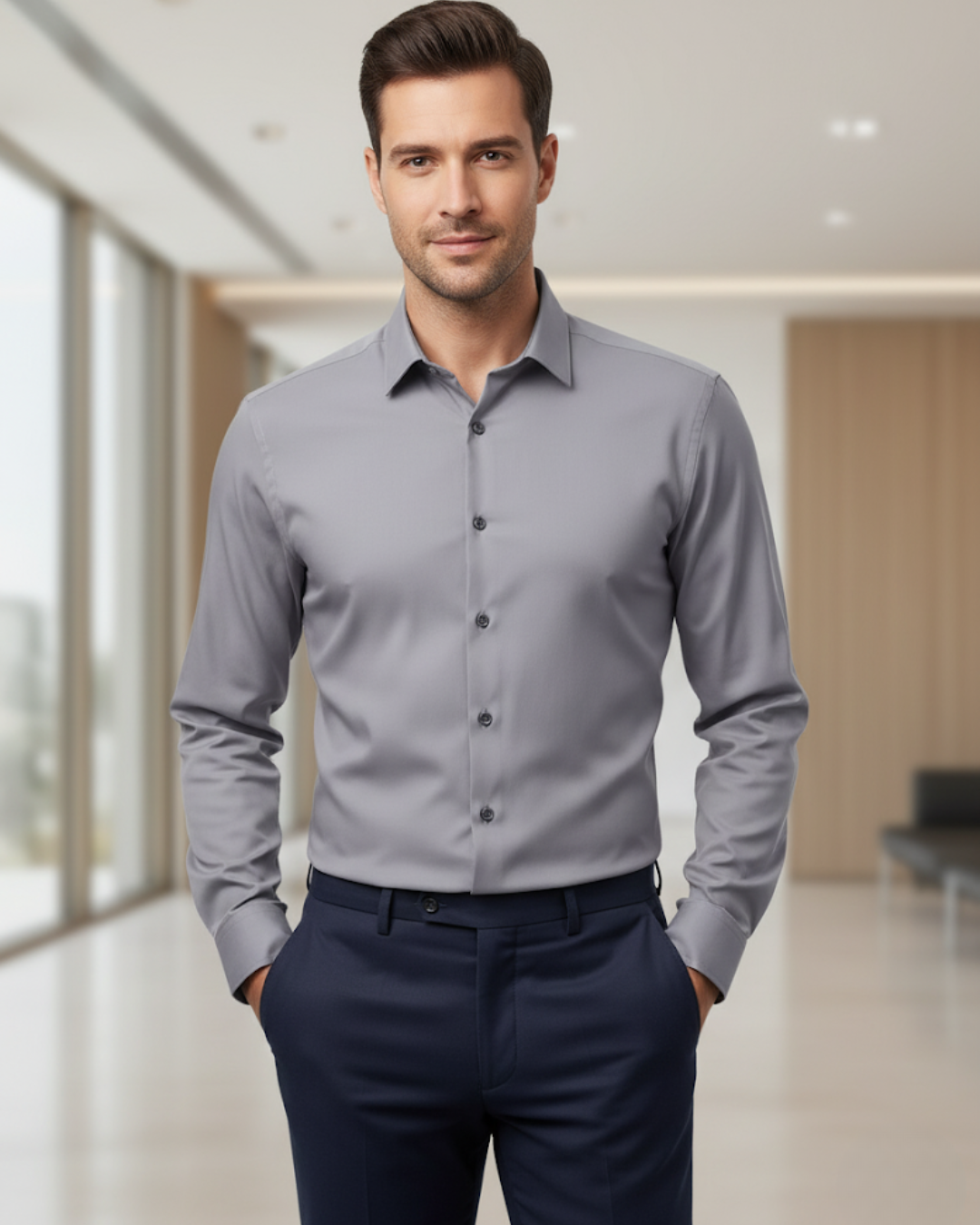 Camisa de manga larga con tejido elástico para Hombres