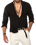 Camisa Manga Corta en Tejido de Lino para Hombre