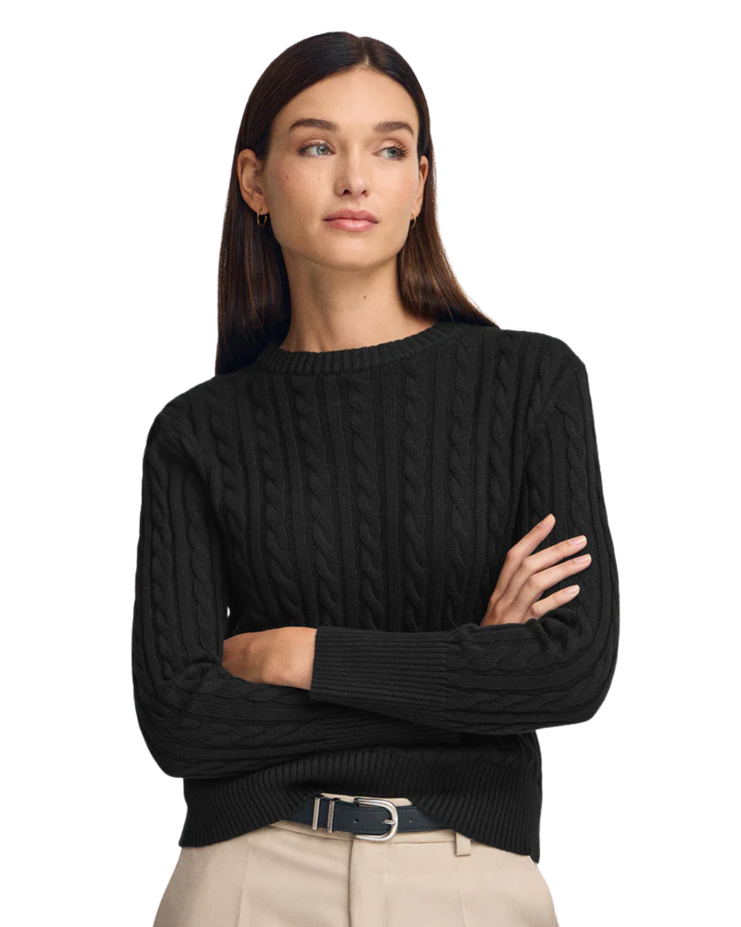 Jersey de Punto Trenzado en Mezcla de Lana para mujer