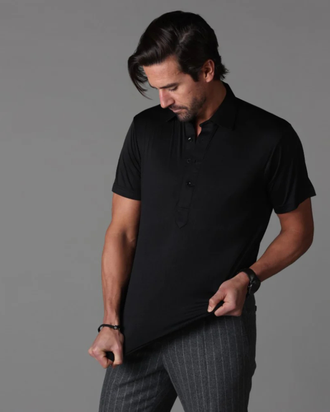 Polo Elástico de Cuello Semiabierto para Hombre (OFERTA 2X1)