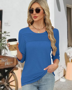 Blusa de Punto Ligero con Cuello Redondo y Manga 3/4 para Mujer