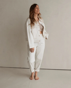 Pantalón Mom Fit con Cintura Elástica y Dobladillo Enrollado para Mujer