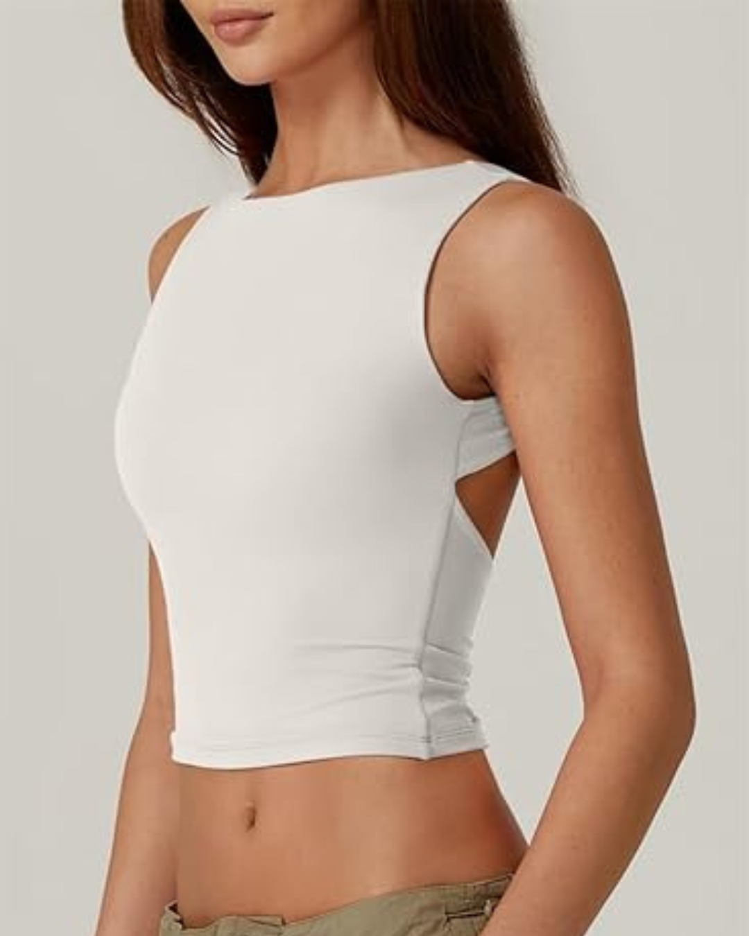 Top corto sin mangas con espalda abierta