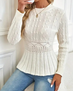 Jersey de punto grueso con cuello redondo para mujer®