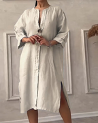 Vestido informal de lino transpirable con escote en V®