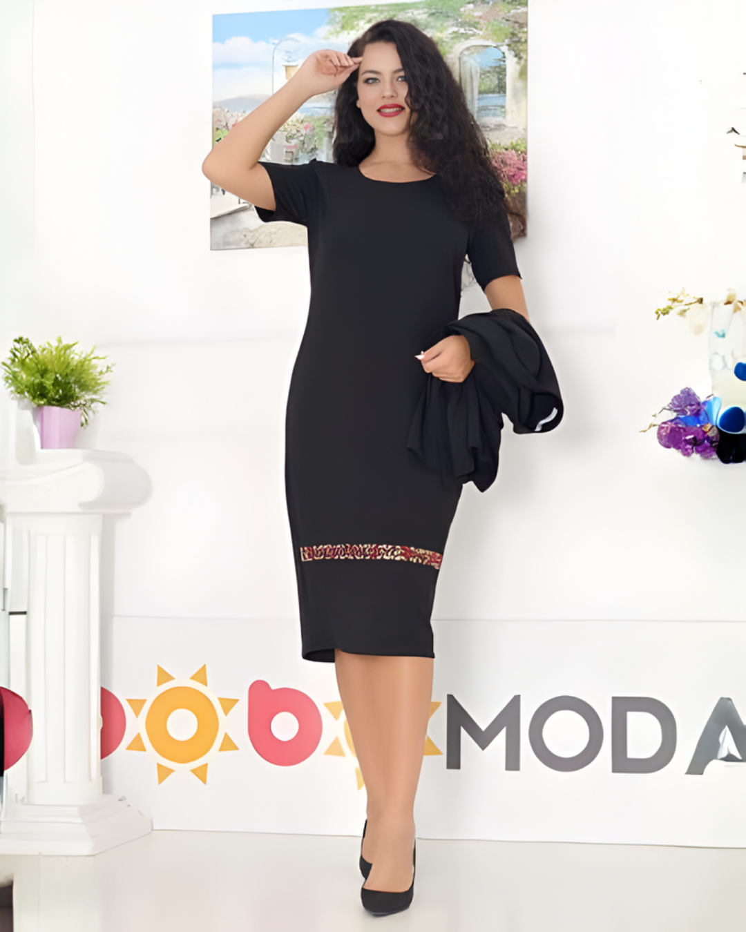 Conjunto Elegante de Vestido y Saco con Toques Artesanales