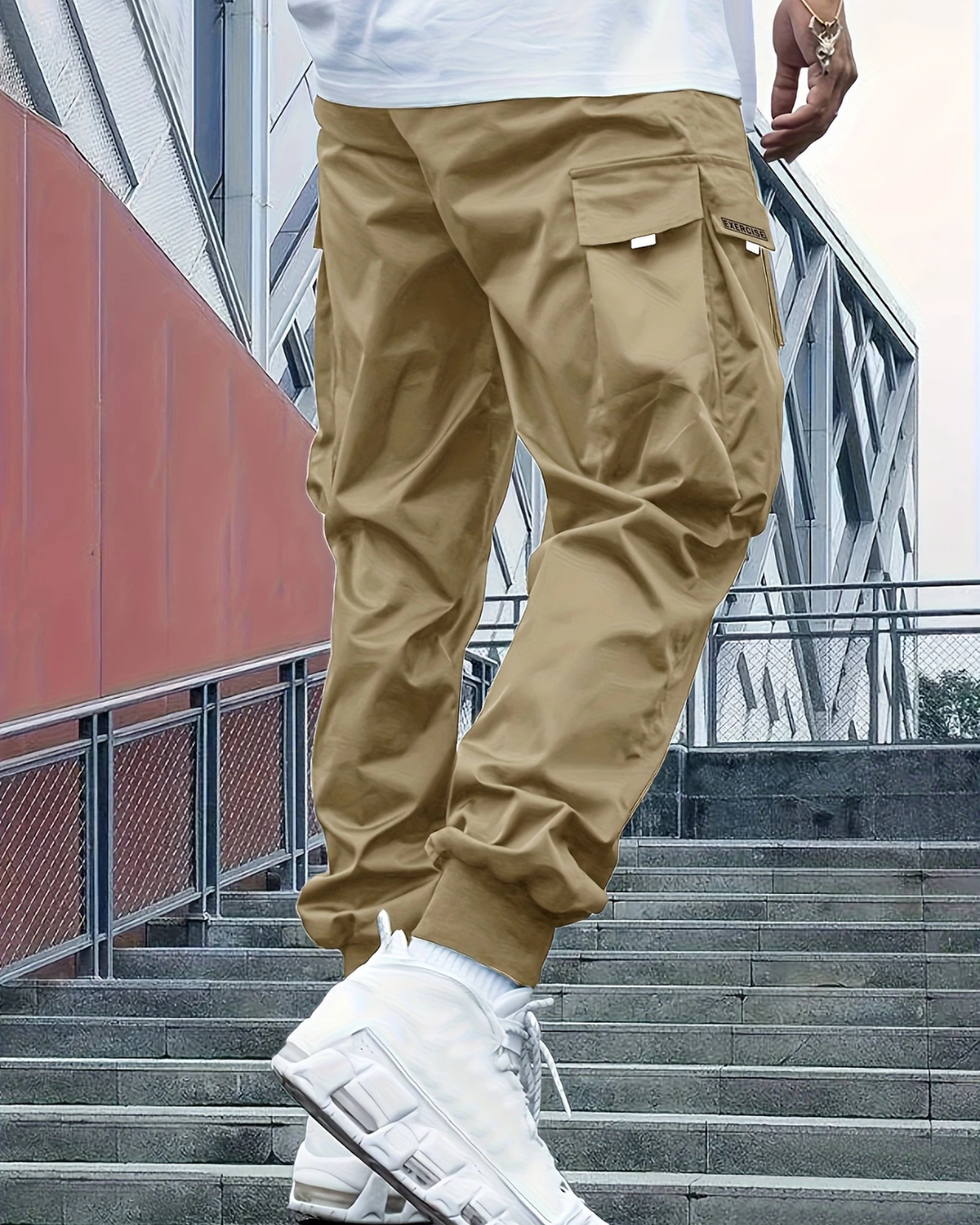 Pantalón cargo con cintura de cordón ajustable para Hombre