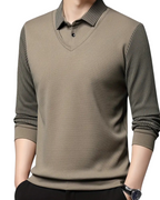 Camisa de Dos Piezas con Cuello Falso a Rayas para Hombres®