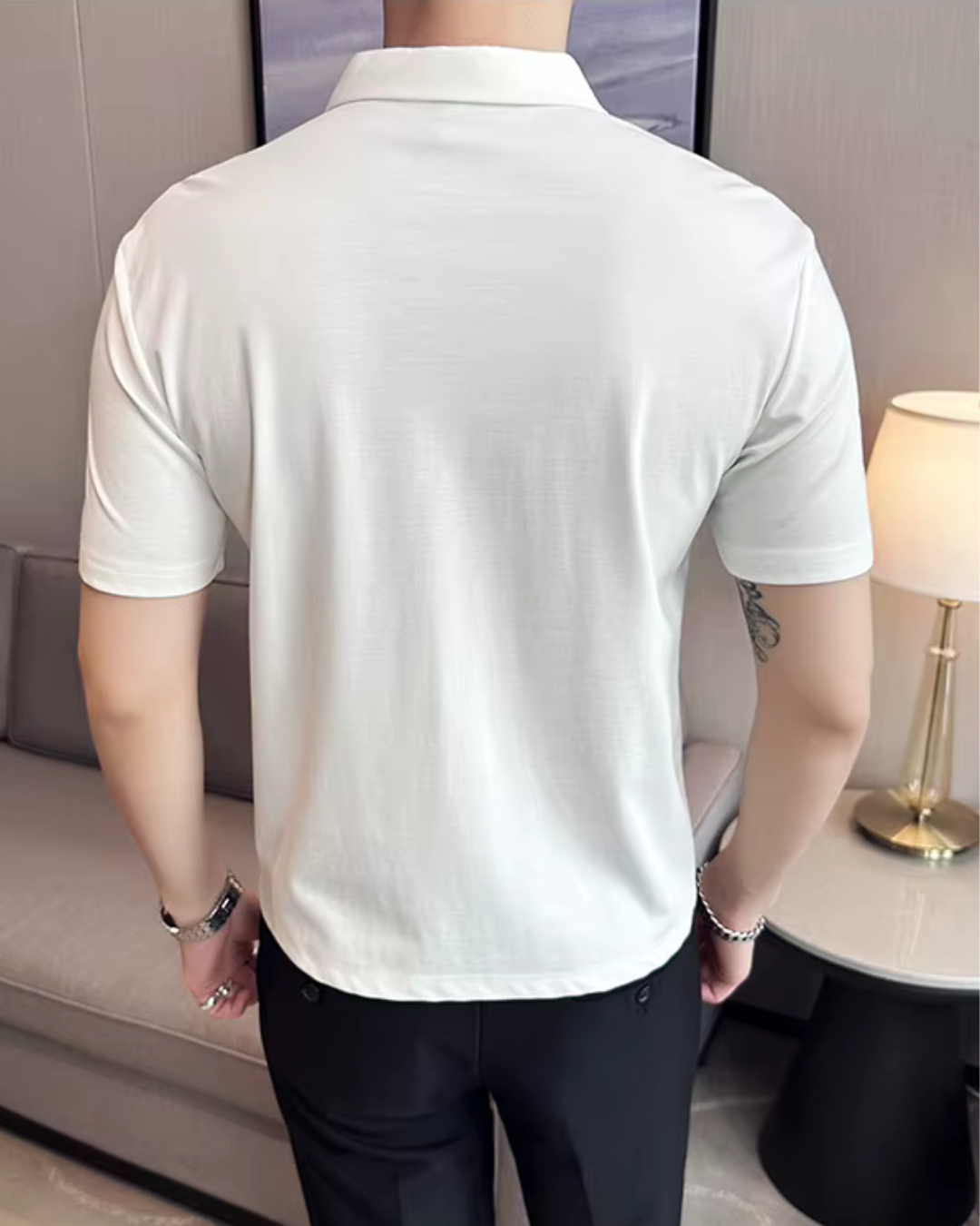 Polo para hombre con alta elasticida suave y resistente a las arrugas en color liso