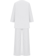 Conjunto Informal de Dos Piezas de Algodón y Lino Decorado con Botones para Mujer®