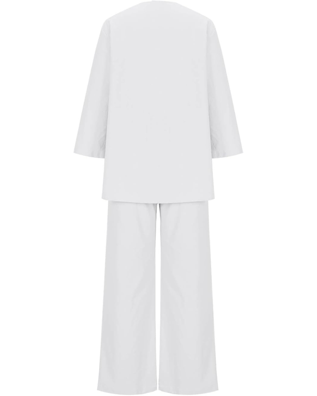 Conjunto Informal de Dos Piezas de Algodón y Lino Decorado con Botones para Mujer®