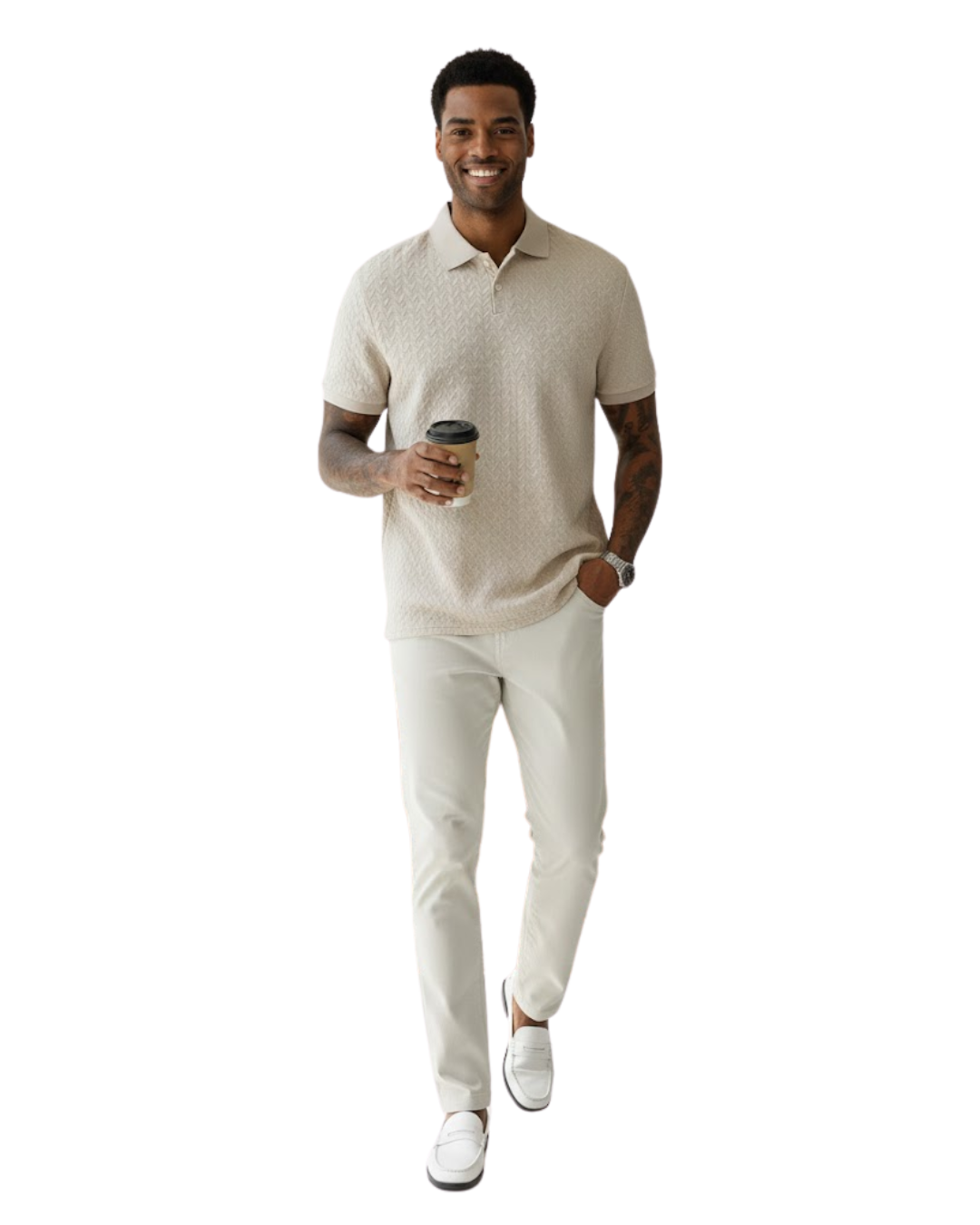 Polo de Punto Tejido de Elegancia Estructurada y Confort Ligero Para Hombre