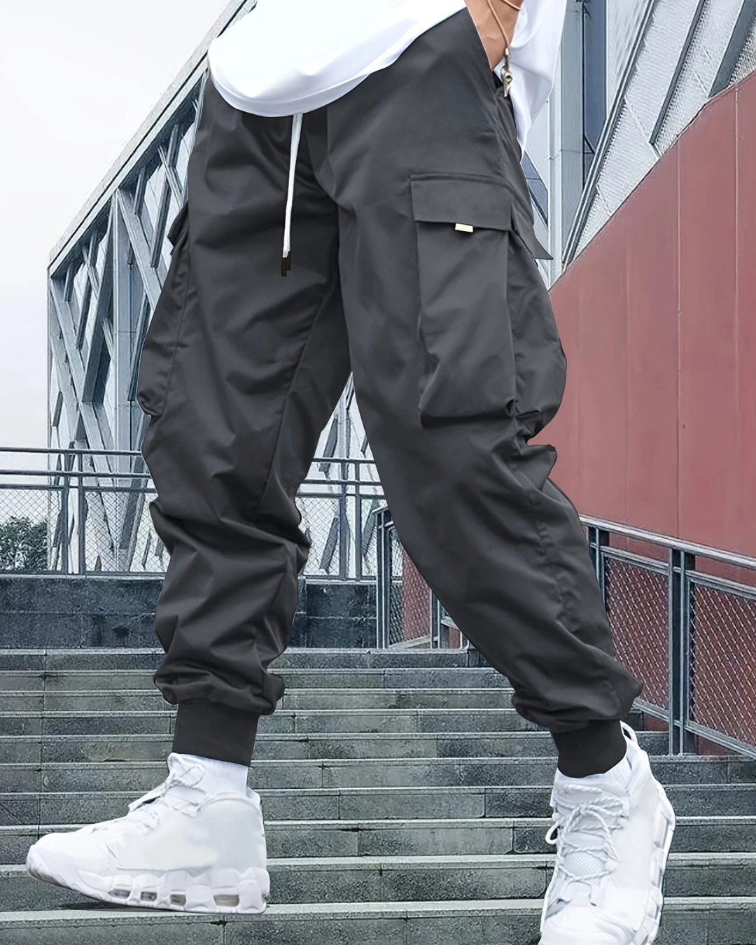 Pantalón cargo con cintura de cordón ajustable para Hombre