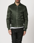 Chaqueta con Cuello Acanalado y Cierre de Cremallera para Hombre